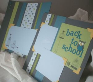 Back to School owl-theme scrapbook spread