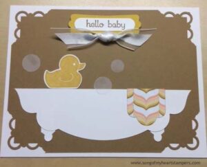 Punch Art rubber duckie baby bathtub card