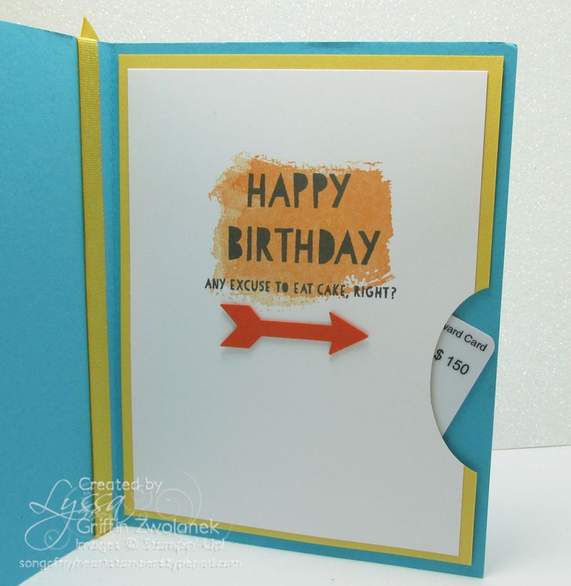 Stampin up bravo congrats hooray card gift card holder