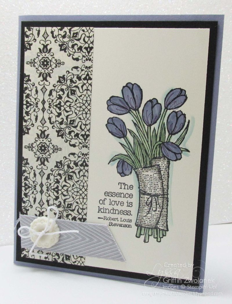 Wisteria and Black antique tulip card