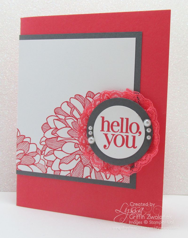 Watermelon Wonder Pearls Dahlia Card Stampin Up