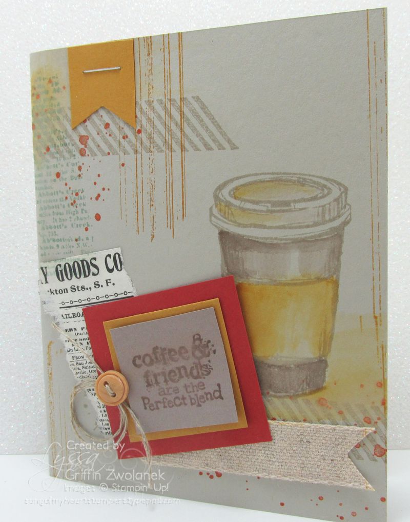 Coffee stained card Stampin Up in colors