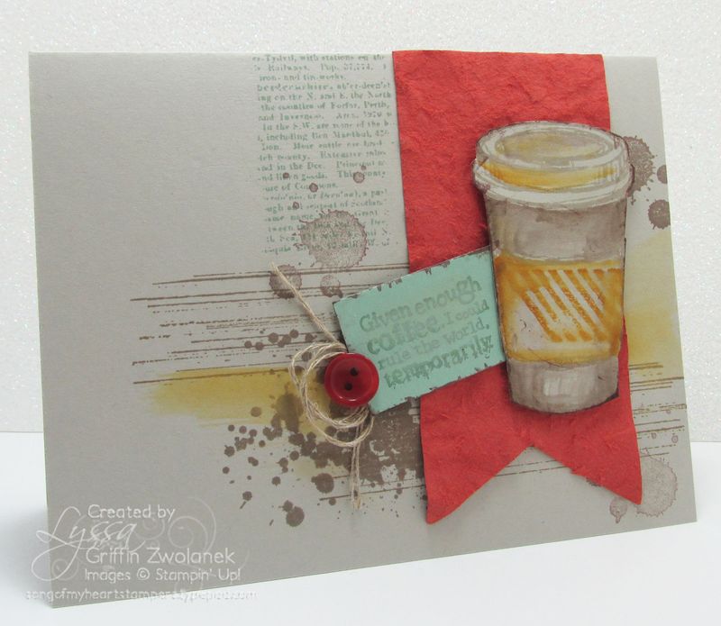 Coffee stained occasions card Stampin Up in colors