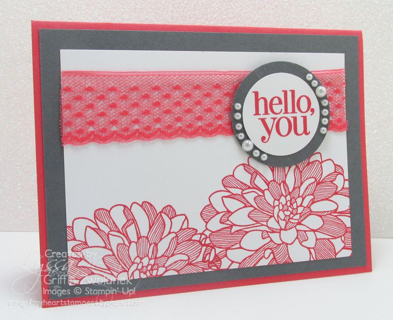 Watermelon Wonder Lace Dahlia Card Stampin Up