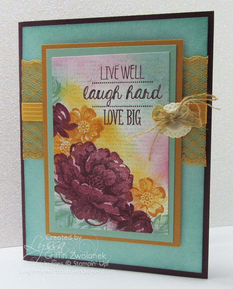 Mint and Mustard Love Big Stampin Up Stippled Blossoms Card