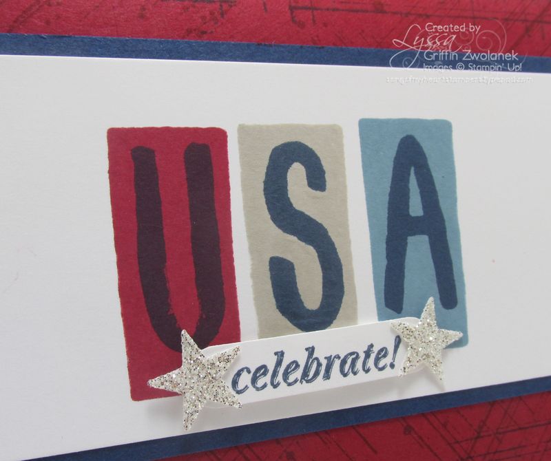 USA Fourth of July Stampin Up Card Closeup