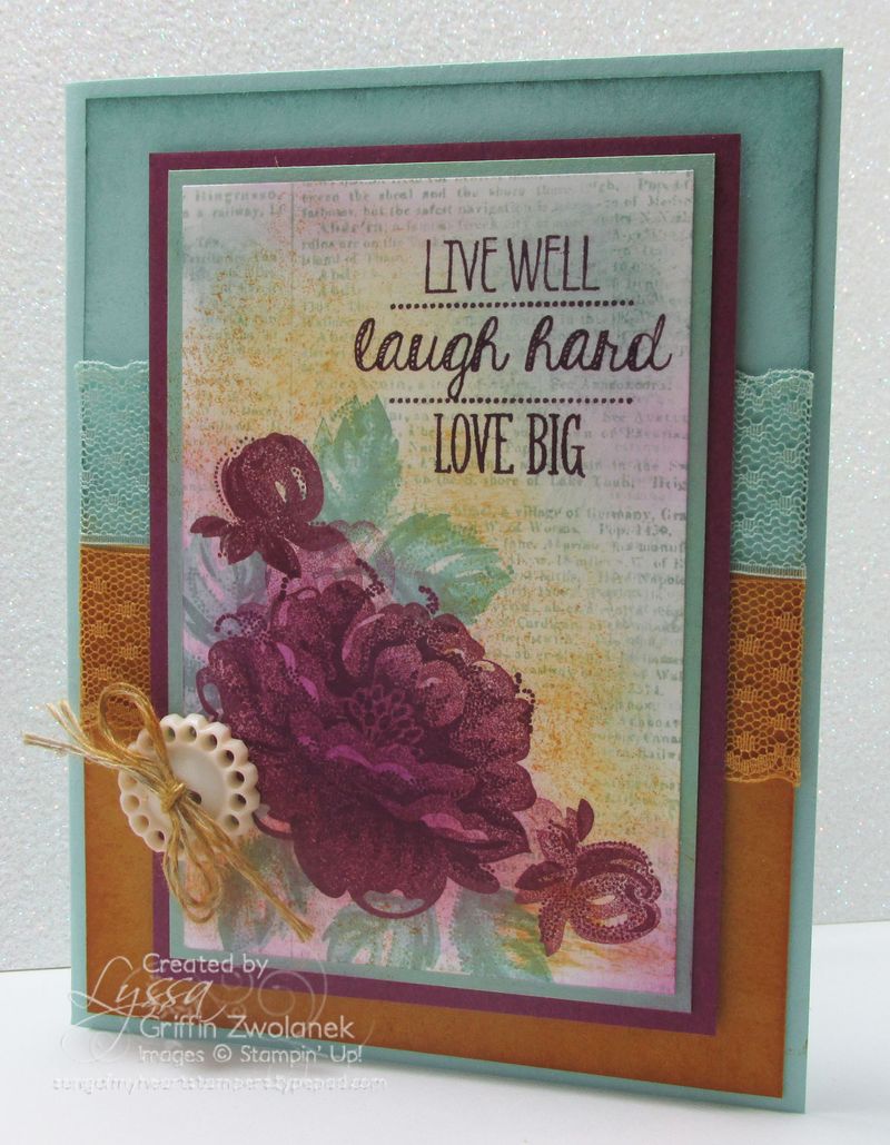 Mint and Mustard Live Well Stampin Up Stippled Blossoms Card