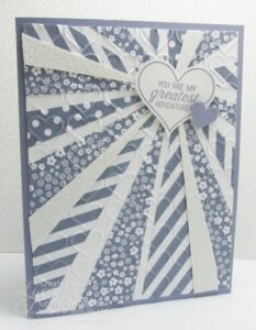 Quick Sunburst Card: or, what to do with scraps from the new Drapery Fold card