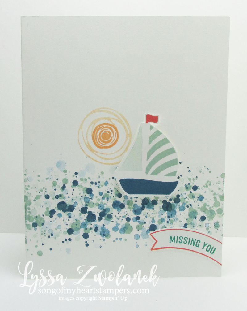 Clean and simple boat swirly card stampin up