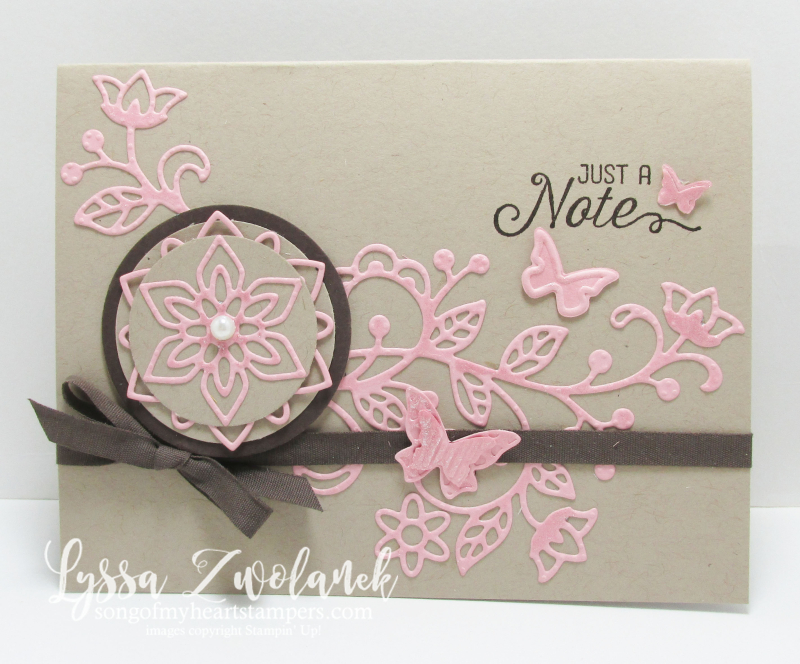 Pink brown flourishing flourish thinlets card stampin up