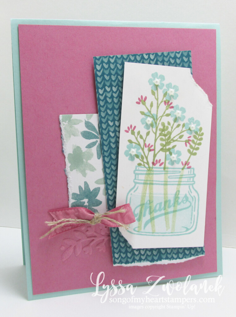 Mason jar flowers everyday thanks jars stampin up card