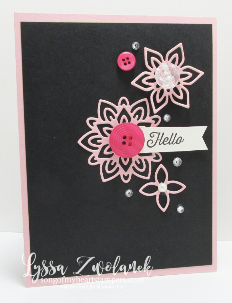 Pink black flourishing flourish thinlets card stampin up