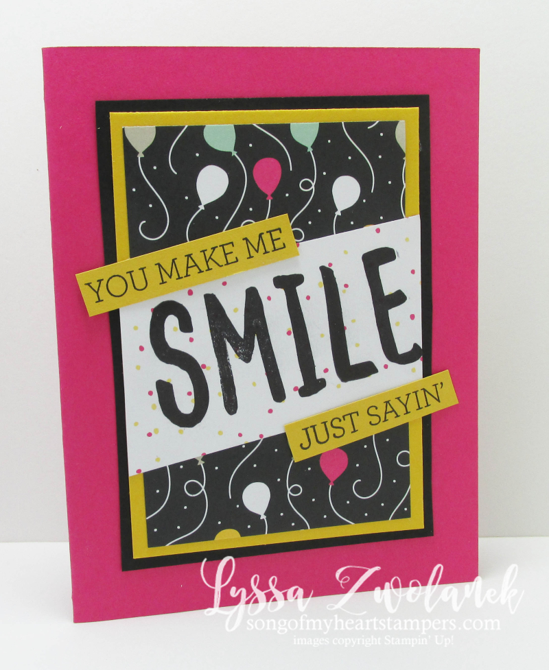 Hello thinlets stampin up sizzix birthday card smile just sayin