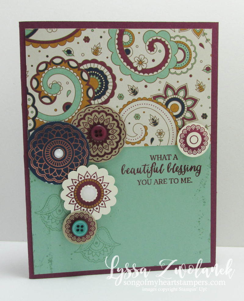 Paisleys and Posies Stampin Up  blessing card Designer Series Paper