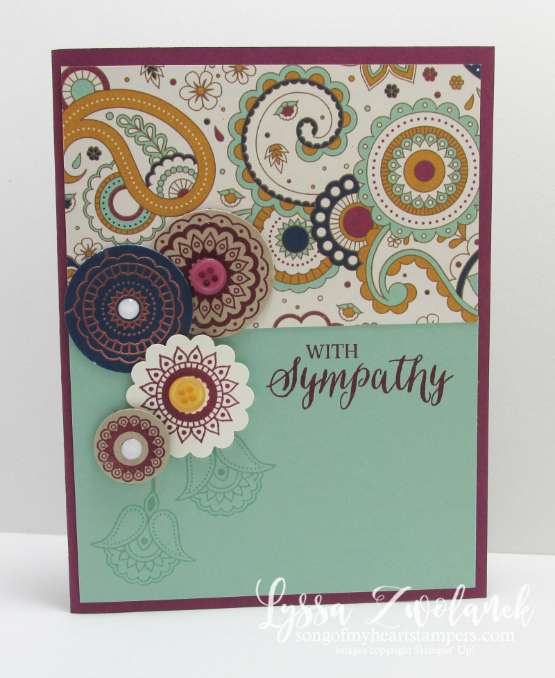 Paisleys and Posies Stampin Up  sympathy card Designer Series Paper