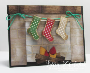 Fireplace with Stockings Christmas punch art card