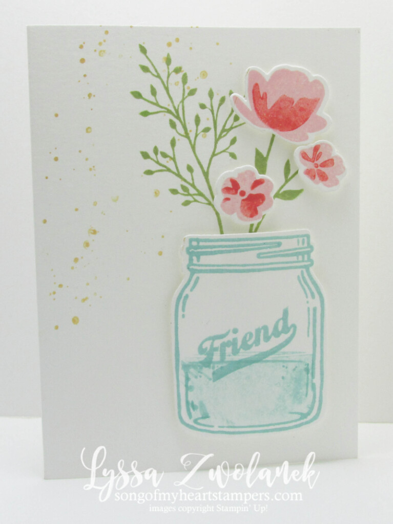 Mason Jar Ball bouquet wildflower notecard Stampin Up card Lyssa Zwolanek