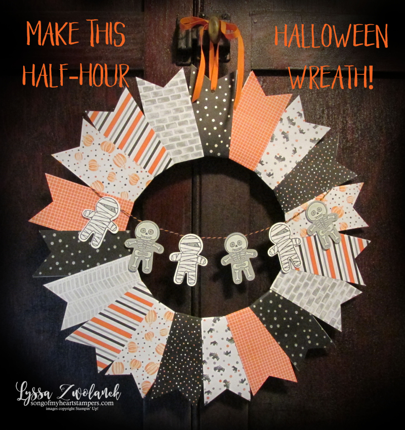 Halloween Wreath Stampin Up designer series paper tutorial  home decor cookie cutter punch art