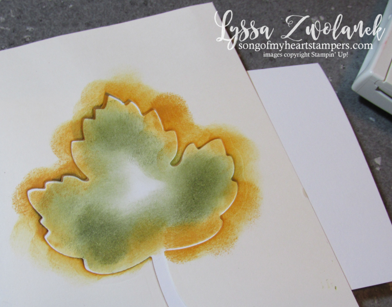 Two minute technique multicolor autumn leaf tree stencil card