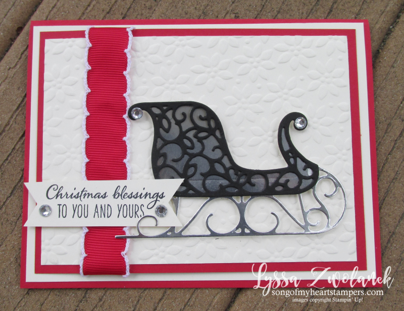 Santa's Sleigh Framelits Stampin Up DIY vanilla Christmas holiday card