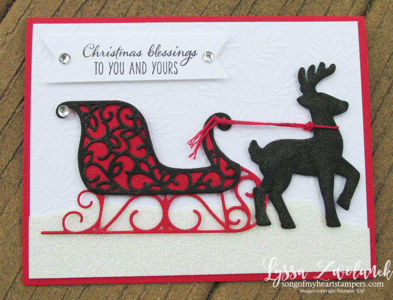 Santa's Sleigh Framelits Stampin Up DIY red black Christmas holiday card