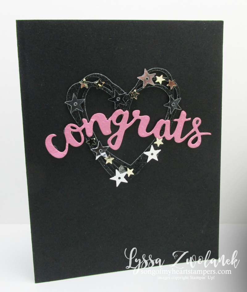 Sunshine Sayings Thinlets Sizzix Stampin Up congrats sequins glitzy swirly scribbles heart