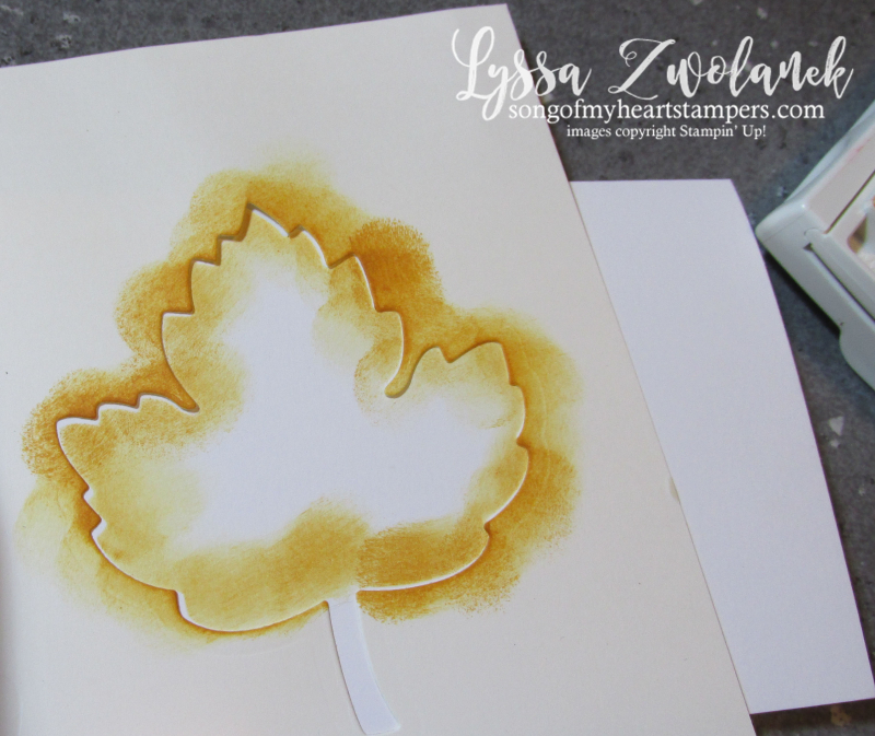 Two minute technique multicolor autumn leaf tree stencil card