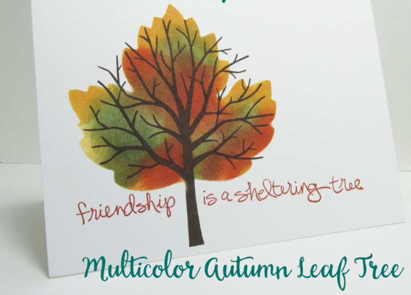 Multicolor autumn leaf two minute techniques 2 min rubber stamping card