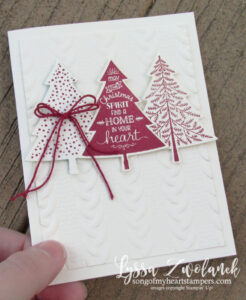 Peaceful Pines: red & white Christmas card