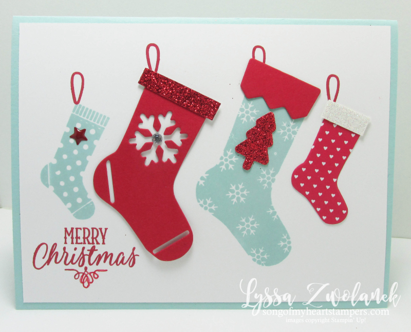 Hang Your Stocking Christmas stamp set die cuts framelits sizzix Stampin Up red glimmer pool party