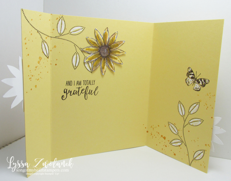 Stampin Up Grateful Bunch cardmaking sunflowers inside stamp set of the month