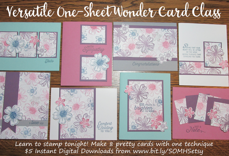 Versatile One Sheet Wonder Class to Go Song of My Heart Stampers Stampin Up cardmaking tutorial patterns sketches