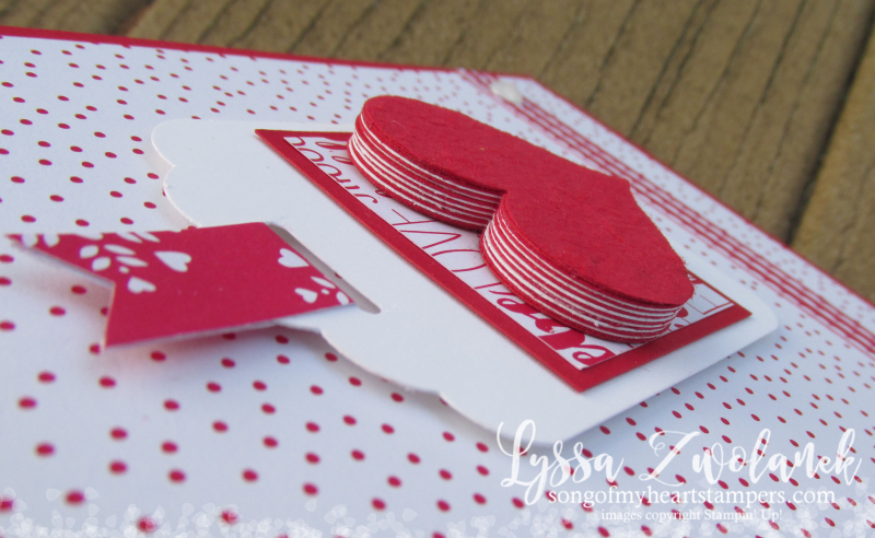 Multilayer heart embellishment Tombow Multipurpose Glue Stampin Up Sweetheart punch card Valentine