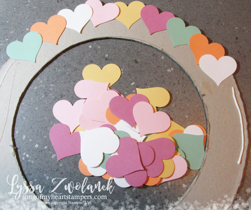 Conversation hearts Valentine heart punch valentines day Stampin Up thoughtful banners candy wreath DIY Lyssa Zwolanek blog