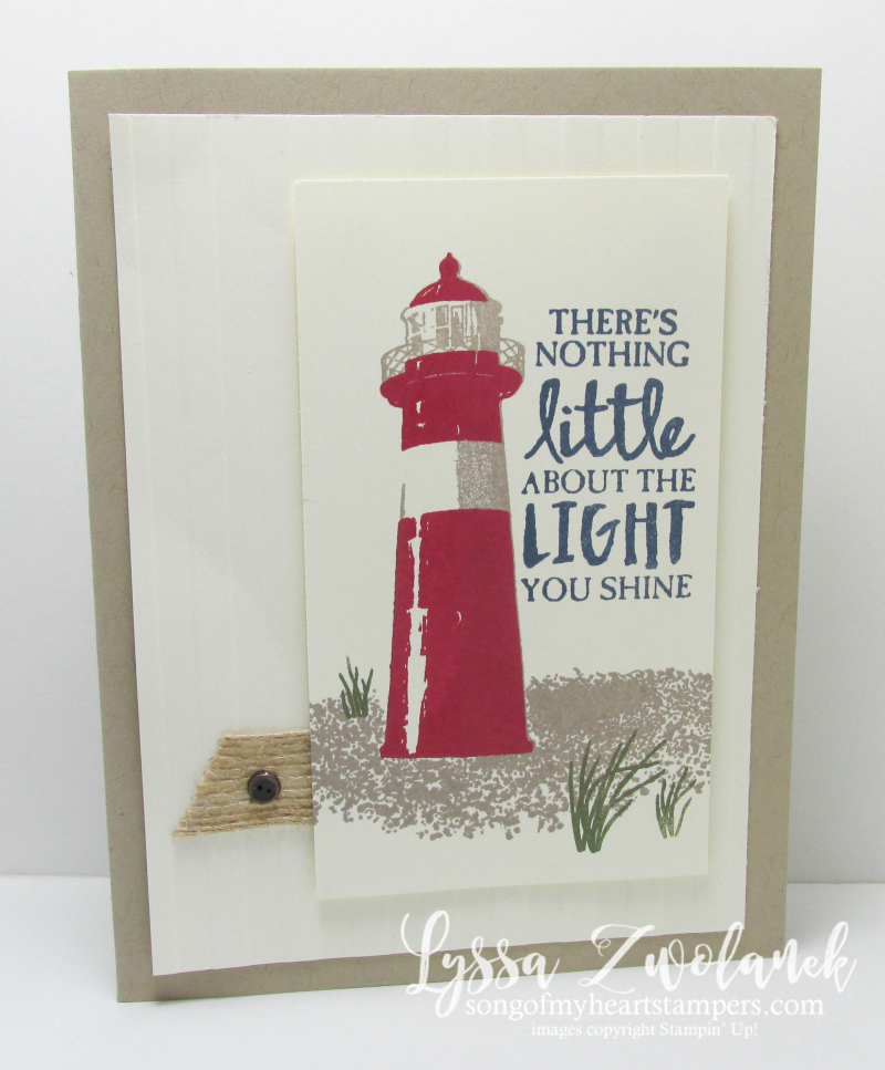 Lighthouse Card seaside seashore shore birds beacon burlap High Tide Stampin Up stamp set