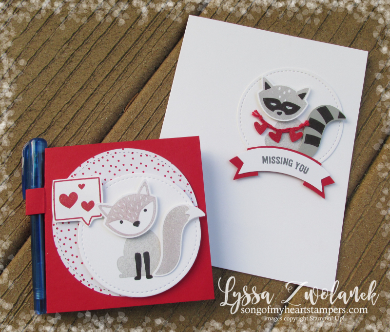 Valentine Foxy Friends punch art raccon squirrel cat kitty rubber stamps note post it stamping