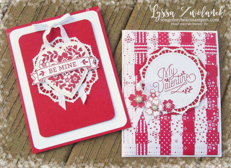 Fancy Valentines Bloomin Heart Love Lace Doily Formal Stampin Up Card