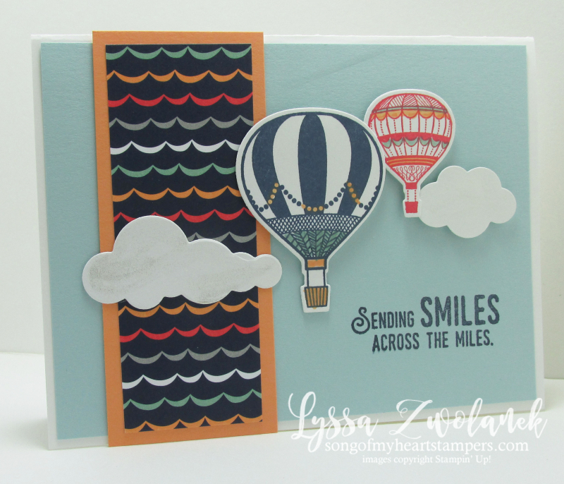 Hot air Balloon balloons sky floating rubber stamps stampin up away clouds punch art framelits