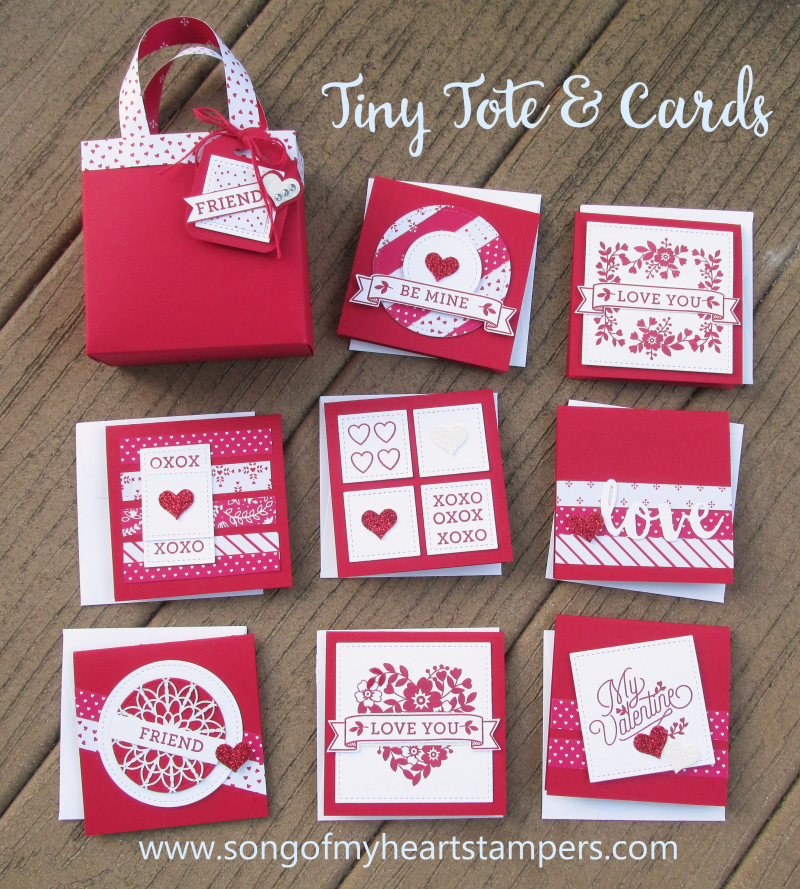 Tiny Tote and Cards valentine project tutorial DIY cardmaking Stamppin Up Sizzix