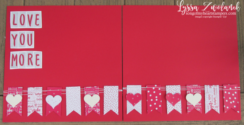 Valentine Scrapbook Layout Heart Banner double page Love Sending More scrapbooking