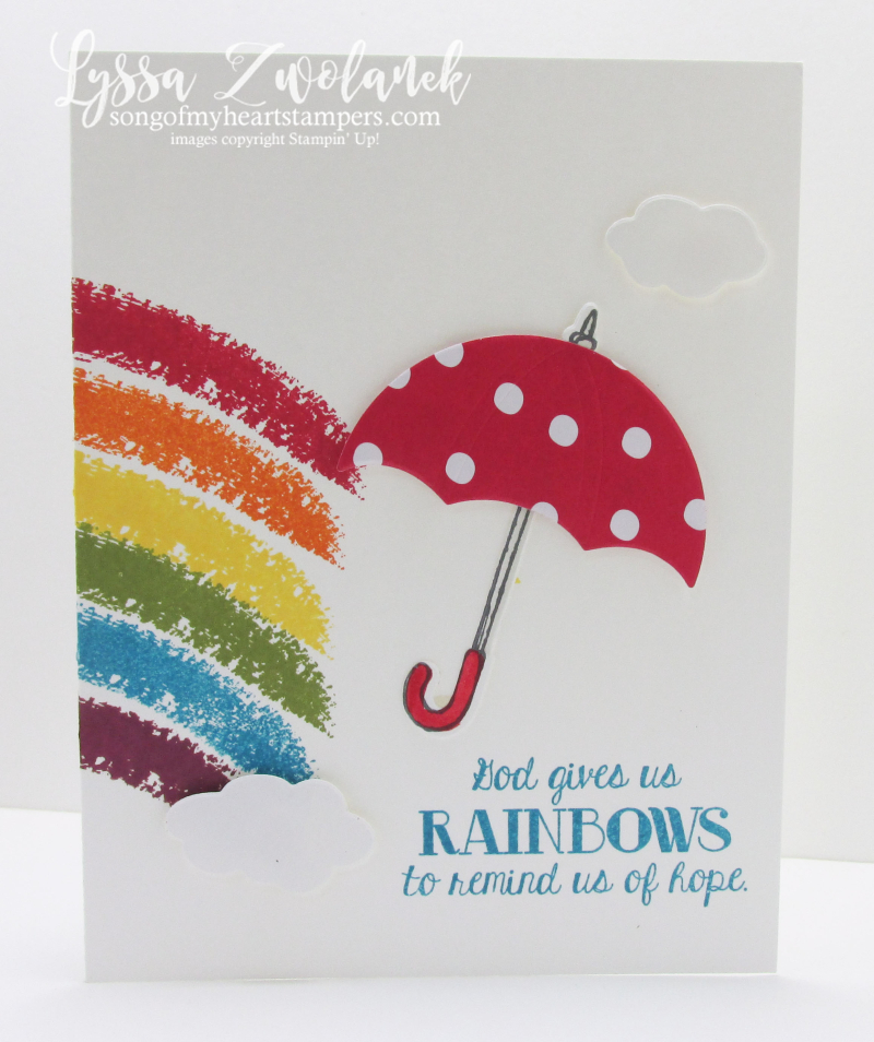 Umbrella weather rainbow hope clouds sunshine rubber stamps stampin up card