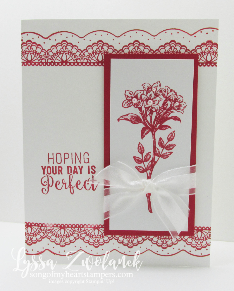 Avant garden red white delicate details stampin up Lyssa suite sentiments