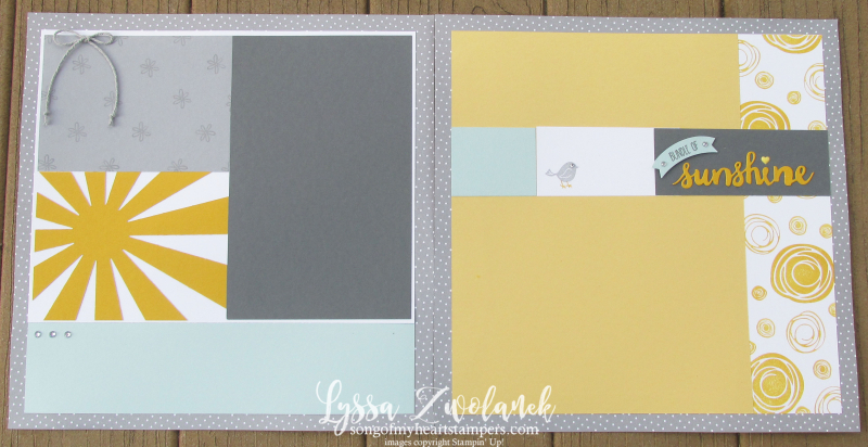 Sunshine starburst sunburst scrapbook baby pages layout stampin up