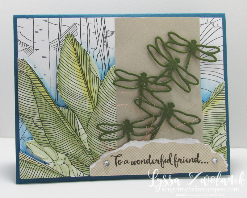 Dragonfly Dreams watercoloring jungle foilage Inside The Lines papers SAB Stampin Up