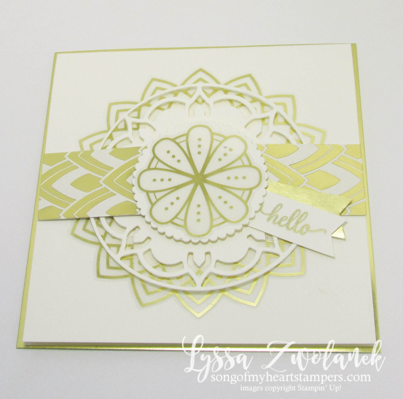 White Gold Eastern Palace diecut Sizzix Stampin Up wedding formal invitations square card handmade Lyssa