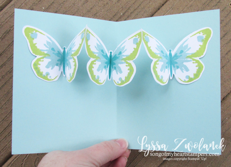 Triple Butterfly Pop Up Card free tutorial Lyssa Stampin Up technique bold butterflies free rubber stamping inside card ideas