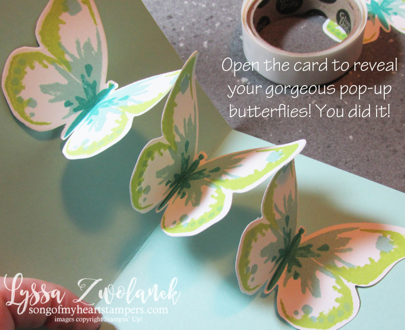 Triple Butterfly Pop Up Card tutorial Lyssa Stampin Up technique rubber stamping cardmaking ideas