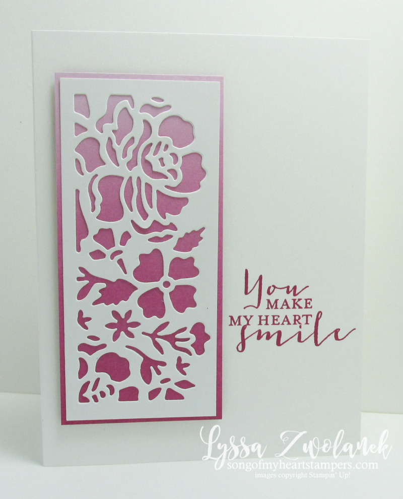 Timeless Love anniversary card Stampin Up Color Theory Papers ombre burst berry Floral Detailed Thinlet