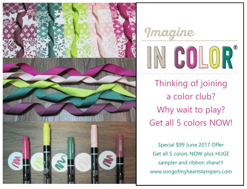 Imagine In Colors stampin up Lyssa ribbon share paper sampler