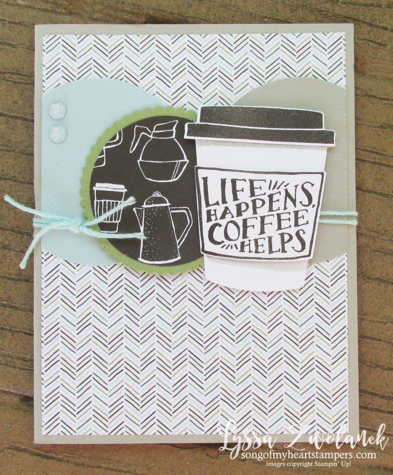 Coffee Cafe Break Time scrapbooking papers DIY cardmaking Stampin Up shop with Lyssa